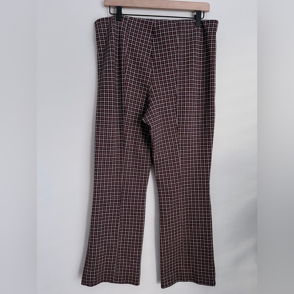 Anthropologie Maeve The Margot flare cropped pants houndstooth L - Picture 5 of 8